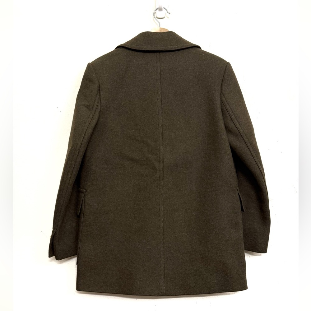 NWT Zara Wool Double-Breasted Pea Coat in Dark Olive Green Sz S - Picture 10 of 17